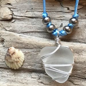 Wire wrapped sea glass necklace